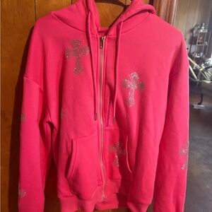 SHEIN Vibrant Pink Zip-Up Hoodie